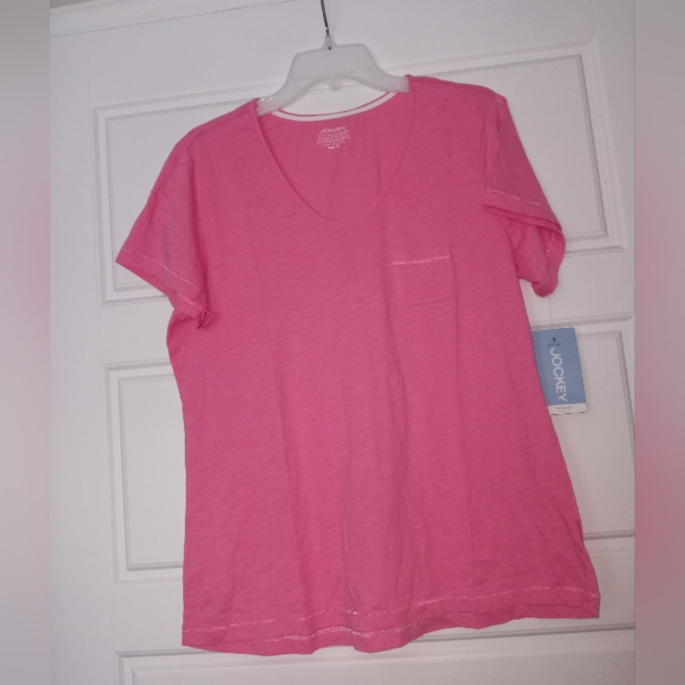 Jockey pink cotton shirt with front pocket size large New with tags